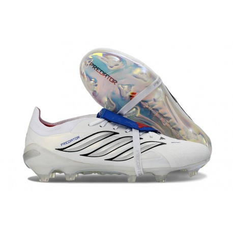 adidas Predator 26 Elite Foldover Tongue FG Blanc Argent Bleu