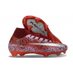 Crampons de Foot Nike Mercurial Superfly X Elite FG Safari Rouge Argent