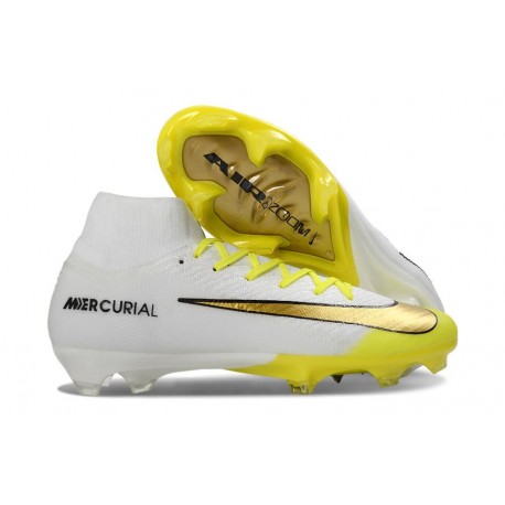 Crampons de Foot Nike Mercurial Superfly X Elite FG Blanc Or Jaune