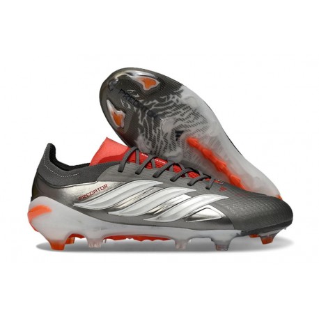 Crampons adidas Predator 26 Elite FG Fer Mét. Blanc Ftwr Rouge Lucide