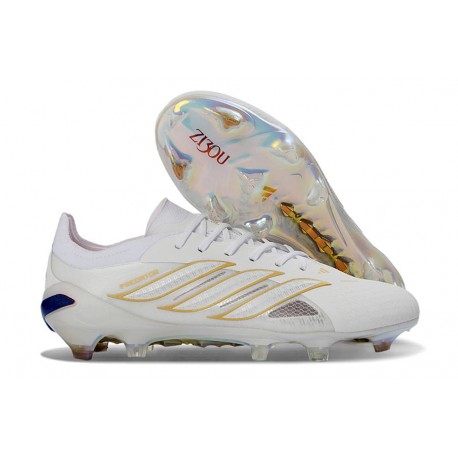 Chaussure de Foot adidas Predator Elite L FG Blanc Or