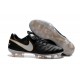 Hommes 2016 Nike Tiempo Legend VI FG Crampons Nike Noir Blanc Or