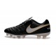 Hommes 2016 Nike Tiempo Legend VI FG Crampons Nike Noir Blanc Or