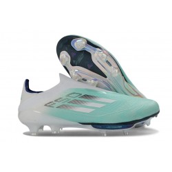 Adidas F50 + Sans Lacets FG Nouveau Vert Blanc Argent