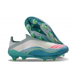 Adidas F50 + Sans Lacets FG X Messi Blanc Ftwr Rose Lucide Flash Aqua