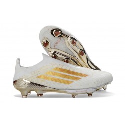 Adidas F50 + Sans Lacets FG Nouveau Blanc Or