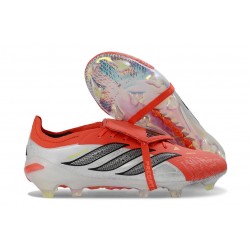 adidas Predator 26 Elite Foldover Tongue FG Rouge Lucide Noir Blanc Ftwr