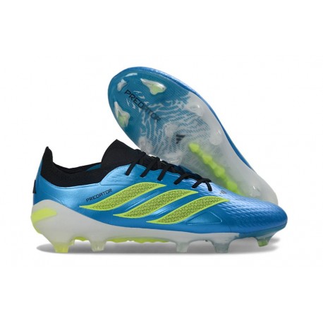 Chaussure de Foot adidas Predator Elite L FG Bleu Vert Citron Vibrants