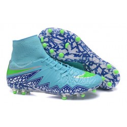 Nike HyperVenom Phantom II FG Football bottes pour hommes Bleu Vert Blanc