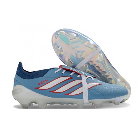 Chaussure de Foot adidas Predator Elite Tongue FG Bleu Blanc