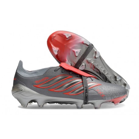 Chaussure de Foot adidas Predator Elite Tongue FG Gris Rouge