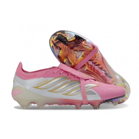 Chaussure de Foot adidas Predator Elite Tongue FG Rose Blanc