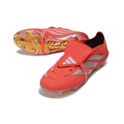Chaussure de Foot adidas Predator Elite Tongue FG Rouge Argent