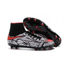 Nike HyperVenom Phantom 2 FG Chaussures de football Noir Rouge Blanc