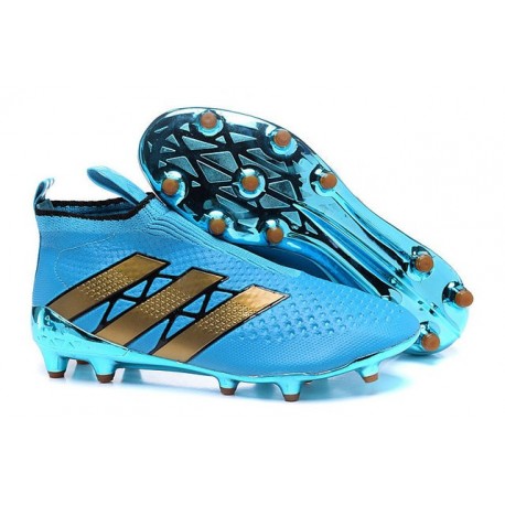 Adidas Ace16+ Purecontrol FG/AG Chaussures de Football Pour Homme Bleu Or