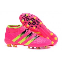 Nouvelles - Chaussures adidas ACE 16.1 Primeknit FG/AG Rose Noir Jaune