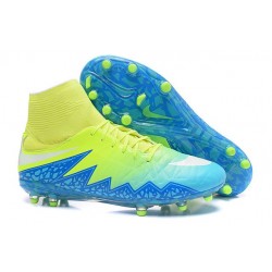 Nike HyperVenom Phantom 2 FG Chaussures de football Bleu Volt Blanc