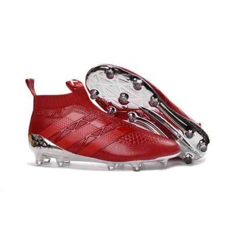 Adidas Ace16+ Purecontrol FG/AG Chaussures de Football Pour Homme Argenté Rouge