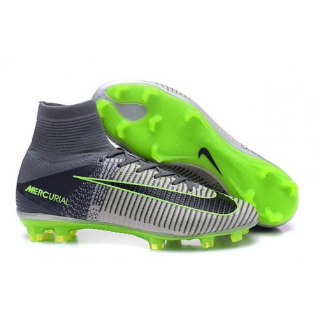 Nouvelles - Chaussure Nike Mercurial Superfly 5 FG pour Homme Gris Noir Vert