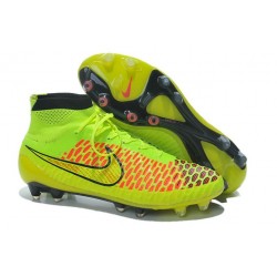 Coupe du Monde 2014 Crampons Nike Magista Obra FG Jaune Vert Orange