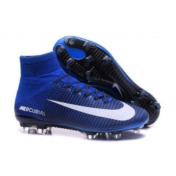 Nouvelles - Chaussure Nike Mercurial Superfly 5 FG pour Homme Bleu Blanc