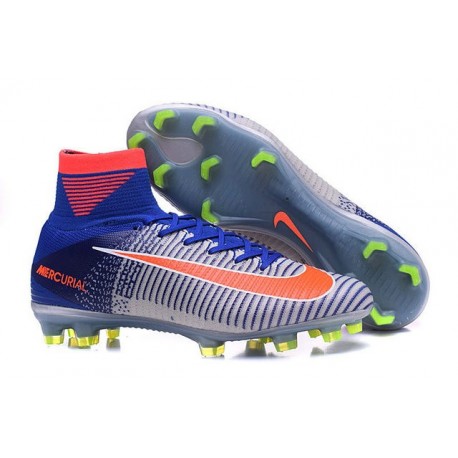 Nouvelles - Chaussure Nike Mercurial Superfly 5 FG pour Homme 2016 Rio Bleu Blanc Orange