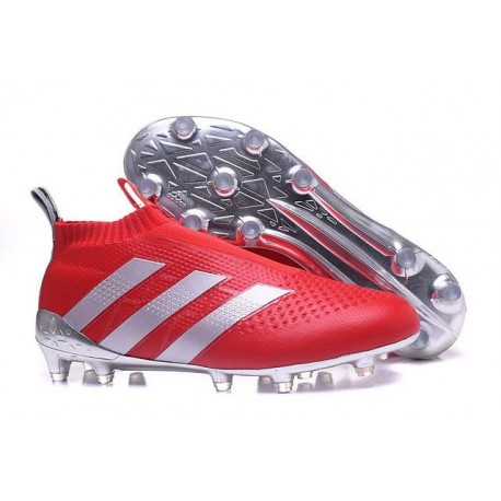 Adidas Ace16+ Purecontrol FG/AG Chaussures de Football Pour Homme Rouge Argenté