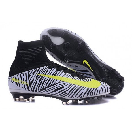 2016 Chaussure Nike Mercurial Superfly 5 FG Pas Cher Noir Blanc Jaune