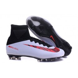 2016 Chaussure Nike Mercurial Superfly 5 FG Pas Cher Noir Blanc Rouge