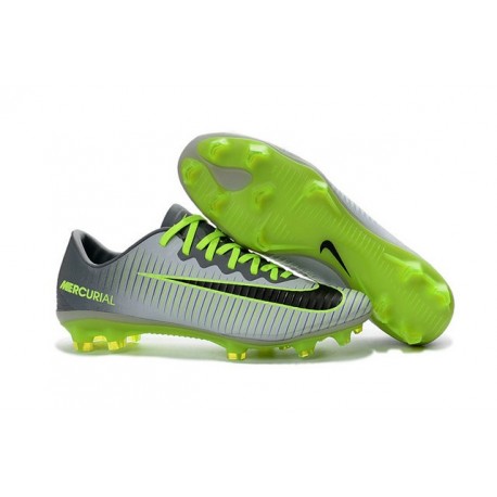 Nouvelles Chaussures Nike Mercurial Vapor 11 FG Platine Noir Vert
