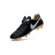 Hommes 2016 Nike Tiempo Legend VI FG Crampons Nike Noir Blanc Or