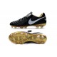 Hommes 2016 Nike Tiempo Legend VI FG Crampons Nike Noir Blanc Or