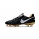 Hommes 2016 Nike Tiempo Legend VI FG Crampons Nike Noir Blanc Or