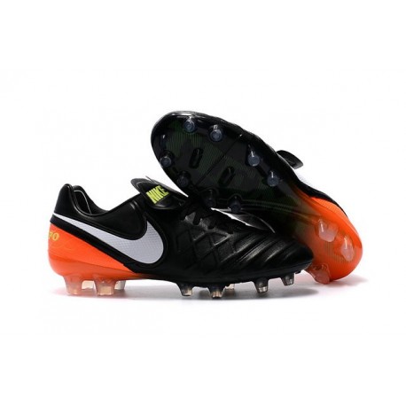 Nouveau Crampons de Football Nike Tiempo Legend VI FG Noir Blanc Hyper Orange Volt