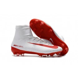 Chaussure Nike Mercurial Superfly 5 FG pour Hommes Blanc Rouge
