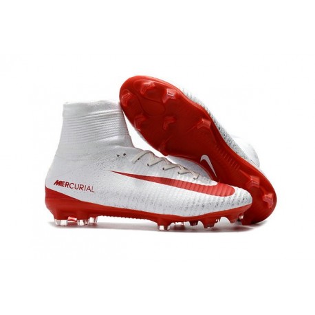 Chaussure Nike Mercurial Superfly 5 FG pour Hommes Blanc Rouge