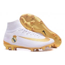 Chaussure Nike Mercurial Superfly 5 FG pour Hommes Real Madrid FC Blanc Or
