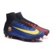 Chaussure Nike Mercurial Superfly 5 FG pour Hommes Barcelona FC Bleu Rouge Jaune Noir