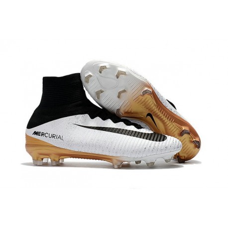 Chaussure Nike Mercurial Superfly 5 FG pour Hommes Blanc Or Noir