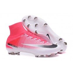 Nike Mercurial Superfly V FG Crampons Nouveaux 2017 Blanc Rose Noir