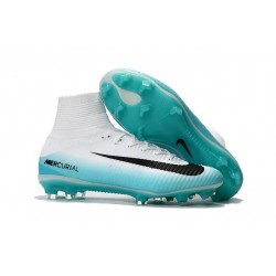 Nike Mercurial Superfly V FG Crampons Nouveaux 2017 Blanc Bleu Noir