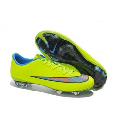 Nouvelle Chaussure de Football Nike Mercurial Vapor X FG Vert Bleu