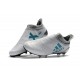 Crampons de Foot adidas X 17+ Purespeed FG Blanc Bleu Gris