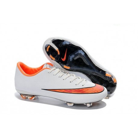 Chaussure de Football Hommes Nike Mercurial Vapor 10 FG Blanc Orange