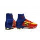 Nike Mercurial Superfly V FG ACC Chaussure de Football Barcelona FC Bleu Rouge Jaune