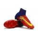 Nike Mercurial Superfly V FG ACC Chaussure de Football Barcelona FC Bleu Rouge Jaune