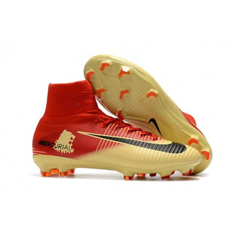Nike Mercurial Superfly V FG ACC Chaussure de Football Rouge Jaune Noir