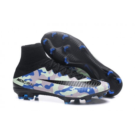 Nike Mercurial Superfly V FG ACC Chaussure de Football Camouflage Bleu Noir