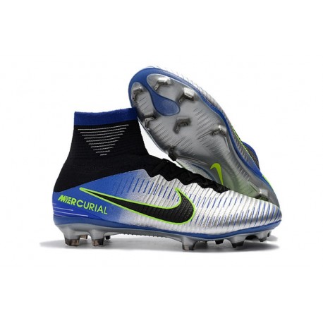 Nike Mercurial Superfly V FG ACC Chaussure de Football Bleu Noir Chrome Volt