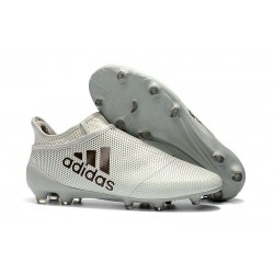 Crampons de Foot adidas X 17+ Purespeed FG Blanc Noir
